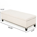 Upholstered Storage Ottoman With Nailhead Trim - Beige by HouseOfZazla