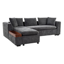 Modern L Shaped Sectional Sofa With Upholstery And Wooden Storage by HouseOfZazla