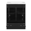 Bathroom Vanity With Ceramic Sink Combo, Modern Freestanding Storage Cabinet With Silver Handles by HouseOfZazla