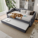 Twin Size Upholstered Daybed With Trundle And USB Charging Design For Bedroom - Gray by HouseOfZazla