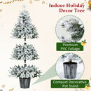 3-Piece Flocked Pre-Lit Christmas Tree Set