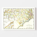 Vintage Map of North Carolina 1814