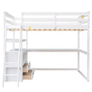 Modern Loft Bed With Built In Desk, Shelves, And 2 Drawers by HouseOfZazla