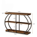 Console Table With Arched Frame, 3 Tier For Living Room - Brown / Black by HouseOfZazla