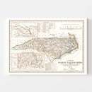 Vintage Map of North Carolina 1845