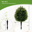24 Inches Artificial Cypress Topiary Ball Tree Set with Ground Spike-Green by LJGDeals