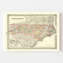 Vintage Map of North Carolina 1856