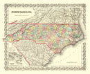 Vintage Map of North Carolina 1856