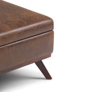 Owen - Square Coffee Table Storage Ottoman - Distressed Chestnut Brown by HouseOfZazla