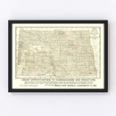 Vintage Map of North Dakota 1902