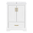 Bathroom Vanity With Sink, 1 Divided Drawer And 2 Soft Close Doors With Double Shelf