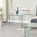Tempered Bent Glass Sidetable, Transparent End Table, Sofa Table, Premium Glass, Multi Purpose Design - Transparent by HouseOfZazla