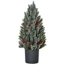 HOMCOM 18" Tall Unlit Miniature Snow-Flocked Tabletop Christmas Tree