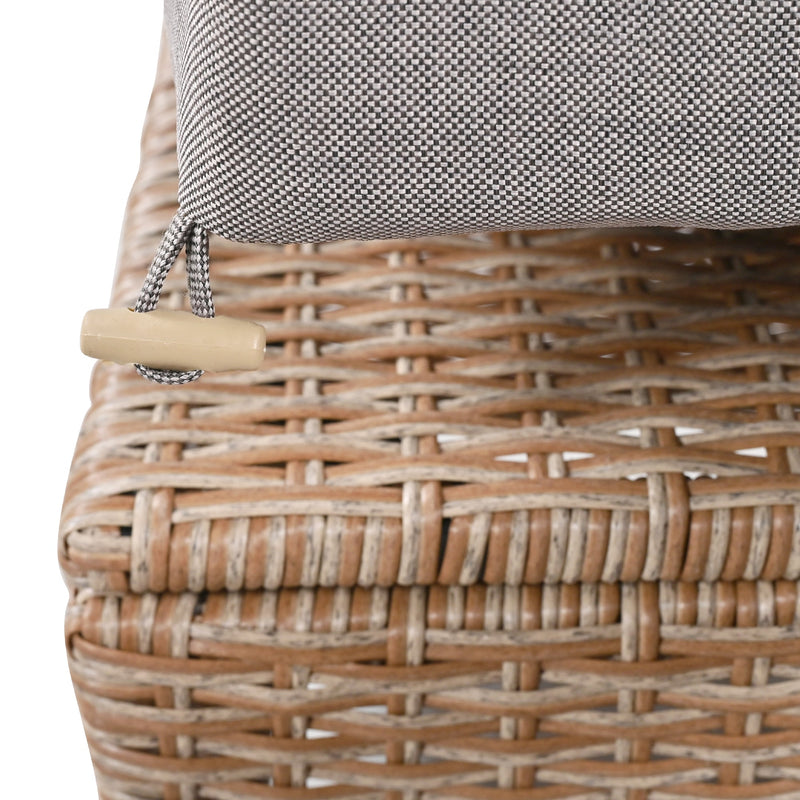 5-Piece Outdoor Patio Rattan Sofa Set, Sectional PE Wicker L-Shaped Garden Furniture Set with 2 Extendable Side Tables, Dining Table and Washable Covers for Backyard, Poolside, Indoor, Brown