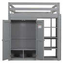 Loft Bed With Built In Wardrobe, Storage Shelves, And LED Light by HouseOfZazla