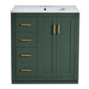 Ceramic Sink Combo, Freestanding Vanity Set With 3 Drawers & Soft Closing Doors by Unique Piece Furniture