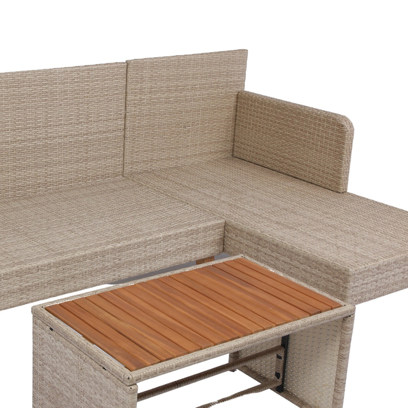 Walker Edison | Wicker Weather Proof 3 Piece Patio Sectional Chat Set