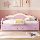 Upholstered Daybed With LED Lights And 2 Drawersme