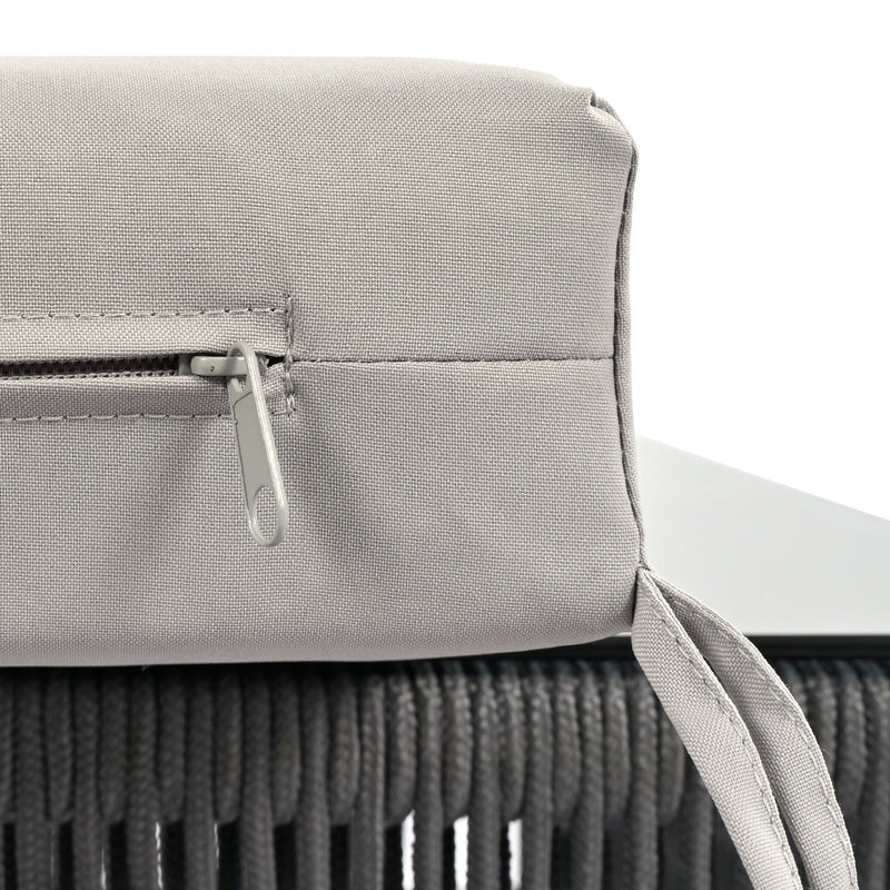 4-Piece Rope Patio Furniture Set, Outdoor Furniture with Tempered Glass Table, Patio Conversation Set Deep Seating with Thick Cushion for Backyard Porch Balcony (Grey)