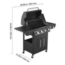 Gas Grill, 4 Burner Propane Gas Grill with Side Burner by HouseOfZazla