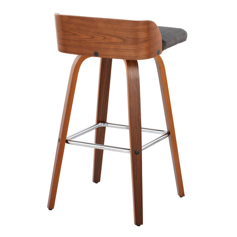 Maya - Mid Century Modern Fixed Height Barstool With Swivel With Square Footrest (Set of 2), photo 3 of 4