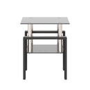 Modern Tempered Glass Tea Table, End Square Table For Living Room - Black by HouseOfZazla