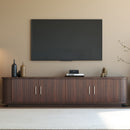 70" TV Stand With Ample Storage, Refined Curved Corners - Dark Brown by HouseOfZazla