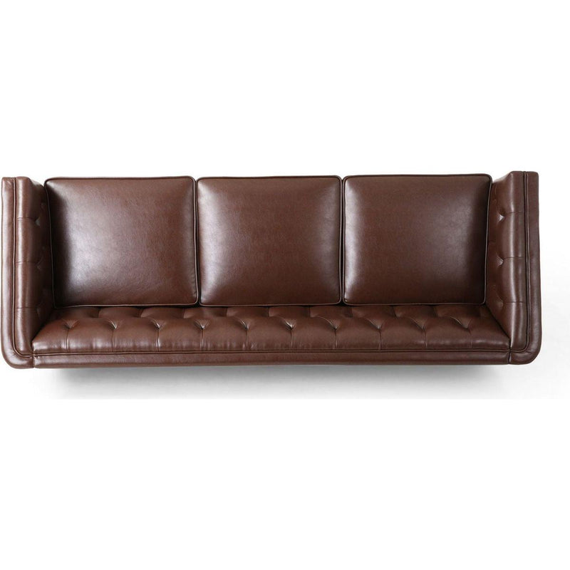 81" PU Sofa,Tufted Back,Solid Wood legs,Living Room and Study