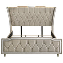 Lorient California King LED Upholstered Bed Ivory and Camel