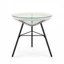 Nusa Outdoor Synthetic Wicker Glass-Top Side Table by HouseOfZazla