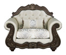Pierce 2-Piece Traditional Living Room Set, Upholstered Loveseat and Accent Chair with Carved Wood Frame by HouseOfZazla