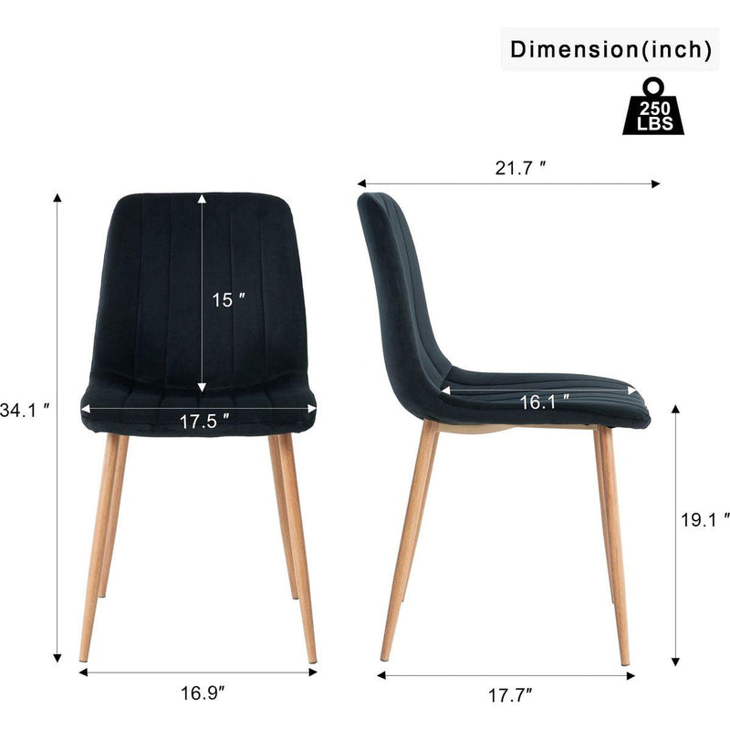 Indoor black velvet dining chair, modern kitchen dining chair with backrest, upholstered side chair with hot transfer metal legs, Family Kitchen Dining Room and living room (set of 4)