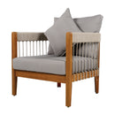 Acacia Wood Outdoor Club Chair with Handwoven Rope Accents & Curved Backrest by HouseOfZazla