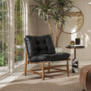 Oxford Leather Mid-Century Modern Accent Chair - Noir Black by HouseOfZazla