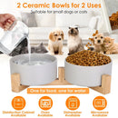 Ceramic Pet Bowls on Wooden Raised Stand by LJGDeals