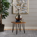 Zenith Outdoor Industrial Accent Table Set of 2 - Teak by HouseOfZazla