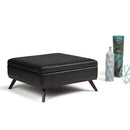 Owen - Square Coffee Table Storage Ottoman - Distressed Black by HouseOfZazla