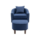 Accent Chair with Ottoman, Mid Century Modern Barrel Chair Upholstered Club Tub Round Arms Chair for Living Room