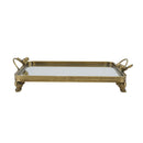 16.3x9.8x3.7" Metal Bird-Accented Mirrored Tray