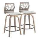 Folia - Contemporary Fixed Height Stool With Swivel With Round Footrest (Set of 2) by HouseOfZazla