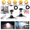 2Pack Solar Shed Lights with Separate Panel Wall Mounted Solar Pendant Light Indoor Outdoor with Remote Timer 3 Modes 3 Light Colors IP 55 Waterproof