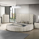 Santiago - Oval 2 Drawer Upholstered Nightstand - Ivory by HouseOfZazla