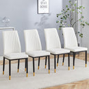 4 Dining Chair Set, White Dining Chair Set, PU Material High Back Seat and Sturdy Black Leg Chair for Dining Room, Kitchen and Living Room c-010