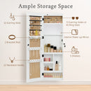 Jewelry Armoire Organizer With Full Length Mirror, Wall Mounted Lockable Cabinet With LED Light by Unique Piece Furniture