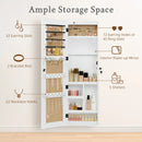 Jewelry Armoire Organizer With Full Length Mirror, Wall Mounted Lockable Cabinet With LED Light by Unique Piece Furniture