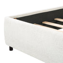 King Size Upholstered Bed Frame With Boucle Fabric Curved And Wide Headboard by HouseOfZazla