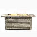 Propane Gas Fire Pit Table, 50000 Btu, Rectangular For Outside - Light Beige