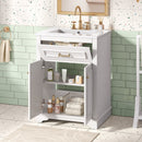 Bathroom Vanity With Integrated Sink, 2 Door Cabinet With Tip Out Drawer, Rectangular Design by Unique Piece Furniture