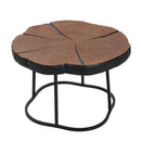 Irregular Coffee Table, 27" Modern MGO Top with Natural Wood & Black Metal Base by HouseOfZazla