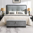 Upholstered Storage Ottoman Bench With Button Tufting And Safety Hinge